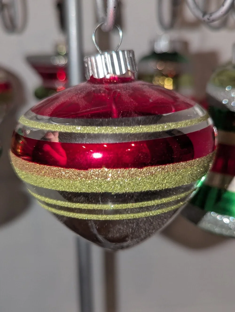 Set of 8 Christopher Radko Shiny Brite Glass Christmas Ornaments